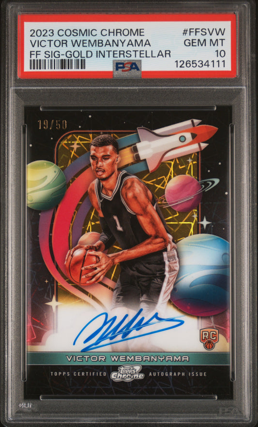 Victor Wembanyama 2023 Topps Chrome Cosmic Gold Interstellar Auto #9/50 PSA 10 Gem Mint