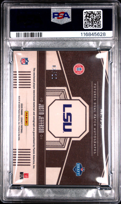 Justin Jefferson 2020 Panini Legacy Futures Dual Patch Rookie Auto #3/10 PSA 9 Mint
