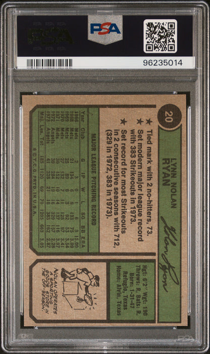Nolan Ryan 1974 Topps #20 PSA 7 Near Mint 5014