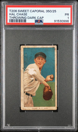 Hal Chase Throwing 1909-11 T206 Sweet Caporal 350/25 PSA 1 Poor