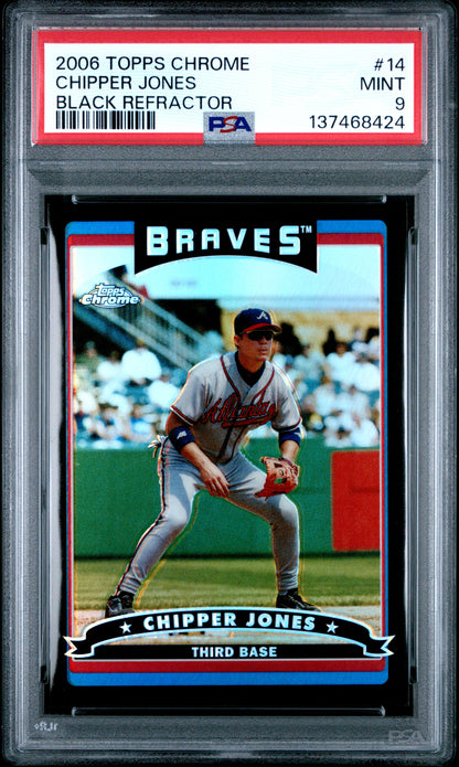 Chipper Jones 2006 Topps Chrome #14 Black Refractor #261/549 PSA 9 Mint
