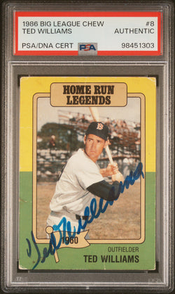 Ted Williams 1986 Big League Chew Auto PSA Auth