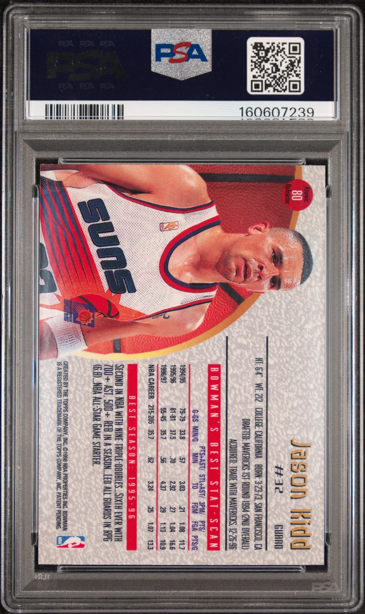 Jason Kidd 1997 Bowmans Best #80 Atomic Refractor PSA 10 Gem Mint