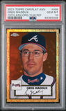 Greg Maddux 2021 Topps Chrome Platinum Anniversary Orange/Yellow #496 #15/25 PSA 10