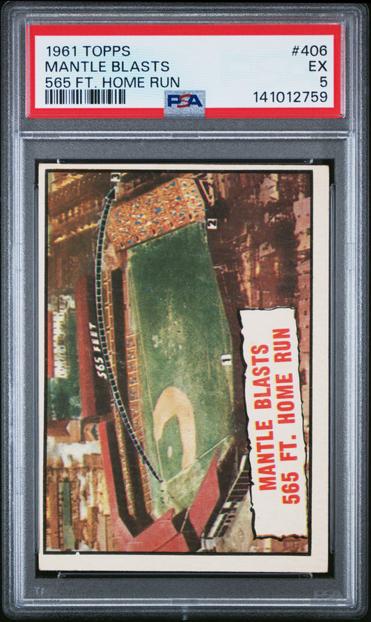 Mickey Mantle 1961 Topps #406 Home Run PSA 5 Ex 2759