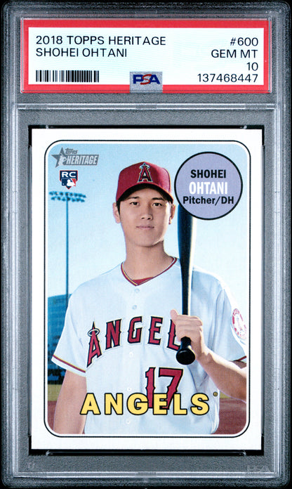 Shohei Ohtani 2018 Topps Heritage Rookie #600 PSA 10 Gem Mint 8447