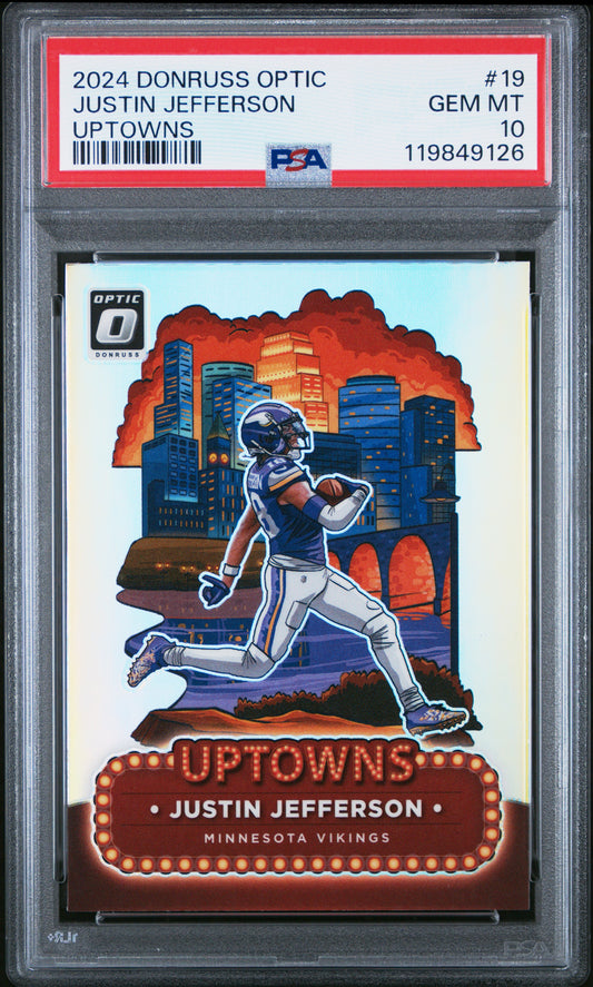 Justin Jefferson 2024 Donruss Optic Uptowns PSA 10 Gem Mint