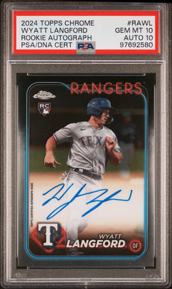 Wyatt Langford 2024 Topps Chrome Rookie Autograph PSA 10 Auto 10 2580