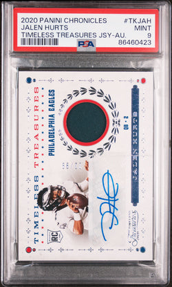 Jalen Hurts 2020 Panini Chronicles Timeless Treasures Jersey Auto PSA 9 Mint