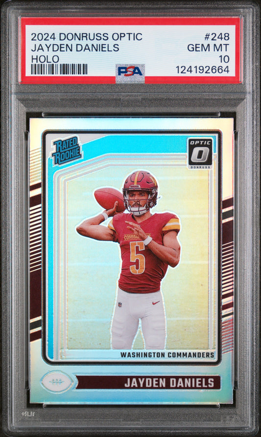 Jayden Daniels 2024 Donruss Optic Rookie #248 Holo PSA 10 Gem Mint