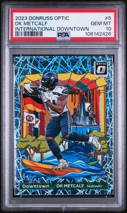 DK Metcalf 2023 Donruss Optic International Downtown PSA 10 Gem Mint