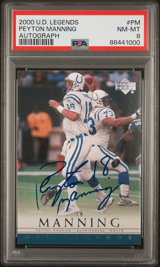 Peyton Manning 2000 Upper Deck LEgends Auto PSA 8 Nm-Mint