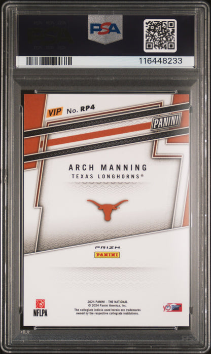 Arch Manning 2024 Panini National VIP Gold White Sparkle #RP4 PSA 10 Gem Mint