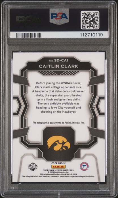 Caitlin Clark 2024 Panini Prizm Draft Picks Signinging Day Auto Red Scope #25/88 PSA 10 Gem Mint