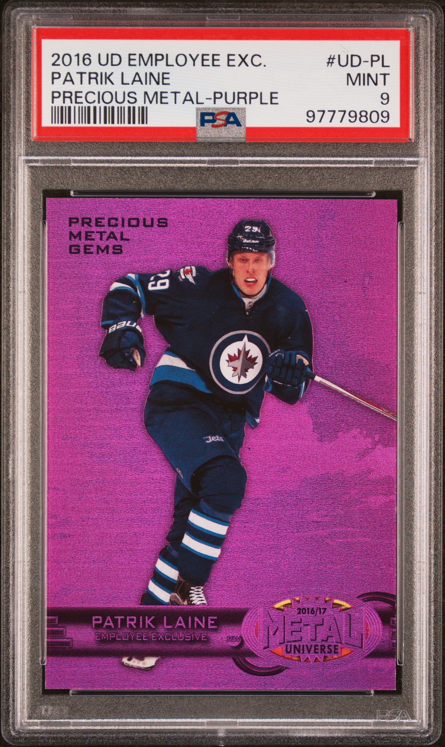 Patrik Laine 2016 Upper Deck Employee Precious Metal Gems Purple #46/175 PSA 9 Mint