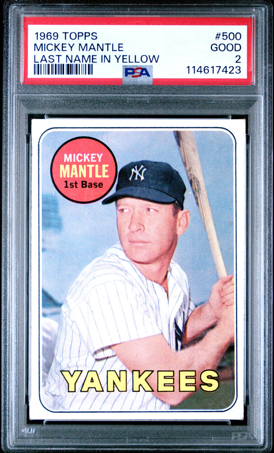 Mickey Mantle 1969 Topps #500 PSA 3 Good 7423