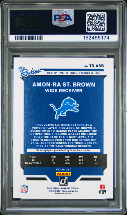 Amon-Ra St. Brown 2021 Donruss The Rookies Auto PSA 9 Mint