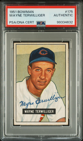 Wayne Terwilliger 1951 Bowman #175 Autograph PSA Auth