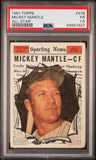 Mickey Mantle 1961 Topps #578 PSA 1.5 Fair