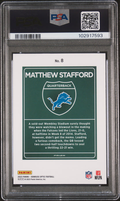 Matthew Stafford 2023 Donruss Optic Downtown PSA 10 Gem Mint