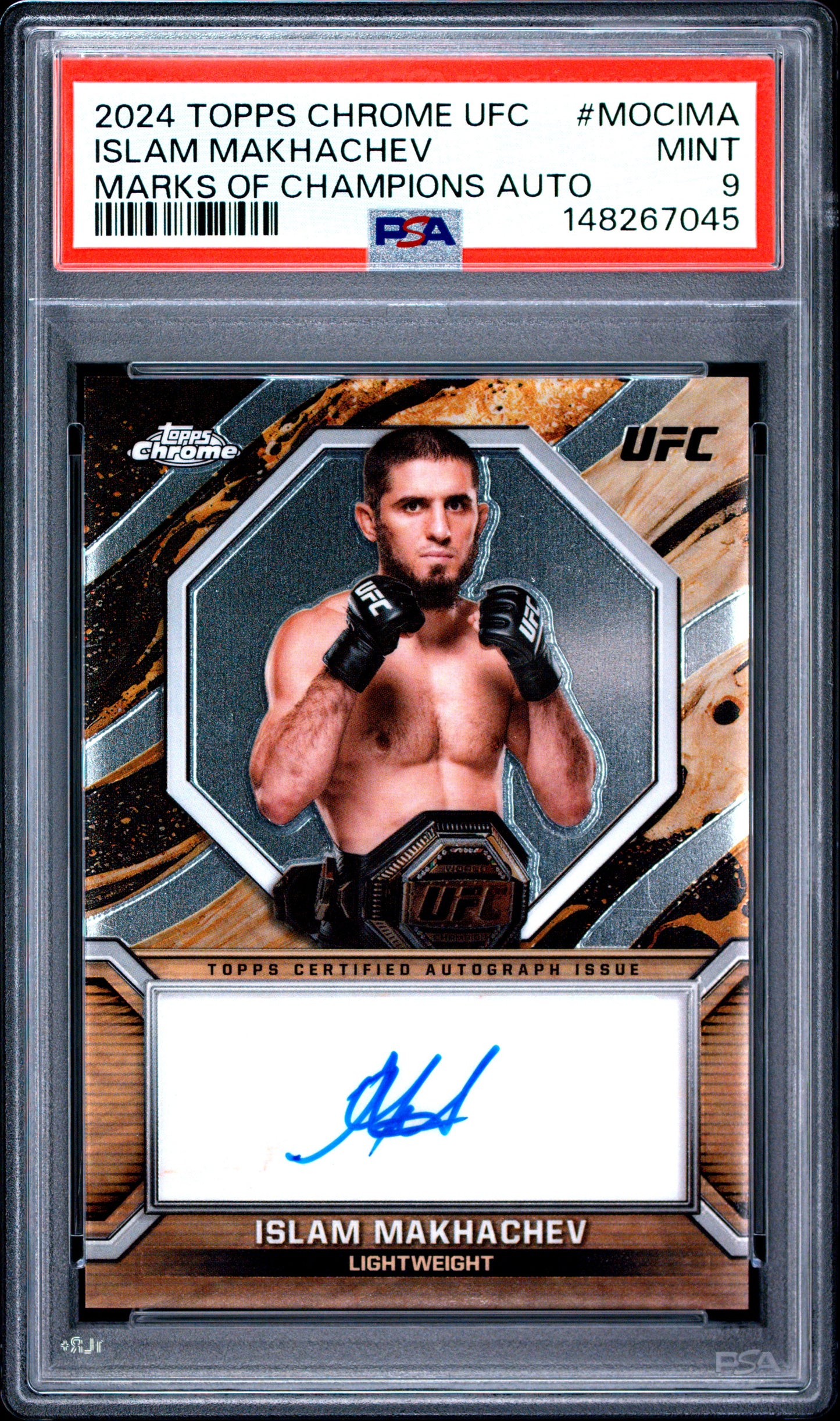Islam Makhachev 2024 Topps Chrome UFC Marks of Champions Auto PSA 9 Mint