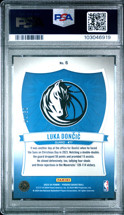 Luka Doncic 2023 Panini Phoenix Gold Crusade #6/10 PSA 10 Gem Mint