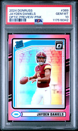 Jayden Daniels 2024 Donruss Optic Pink Preview Rookie #389 PSA 10 Gem Mint