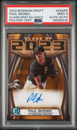 Paul Skenes 2023 Bowman Draft Class of 2023 Gold Auto #38/50 PSA 9 Mint