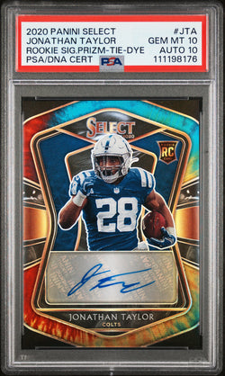 Jonathan Taylor 2020 Panini Select Tie-Dye Rookie Autograph #23/25 PSA 10 Auto 10