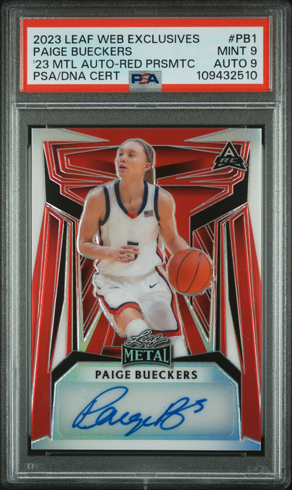Paige Bueckers 2023 Leaf Web Exclusives Red PRismatic Auto #119/199 PSA 9 Auto 9