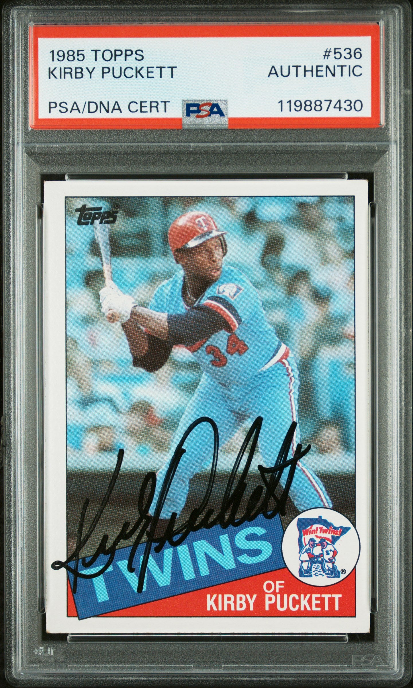Kirby Puckett 2985 Topps Rookie #536 Autograph PSA Auth