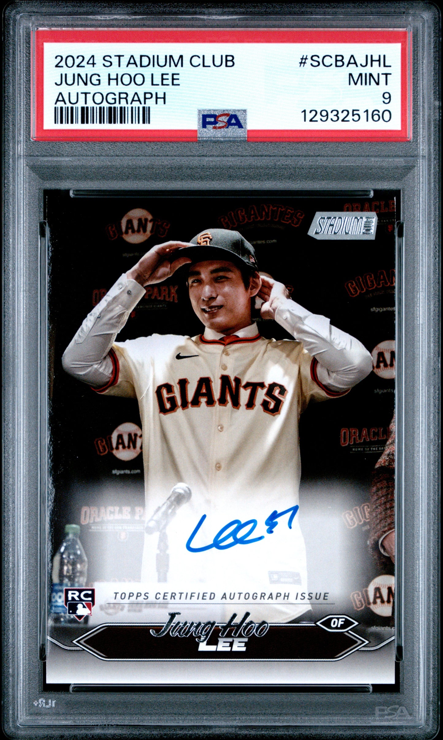 Jung Hoo Lee 2024 Topps Stadium Club Rookie Auto PSA 9 Mint