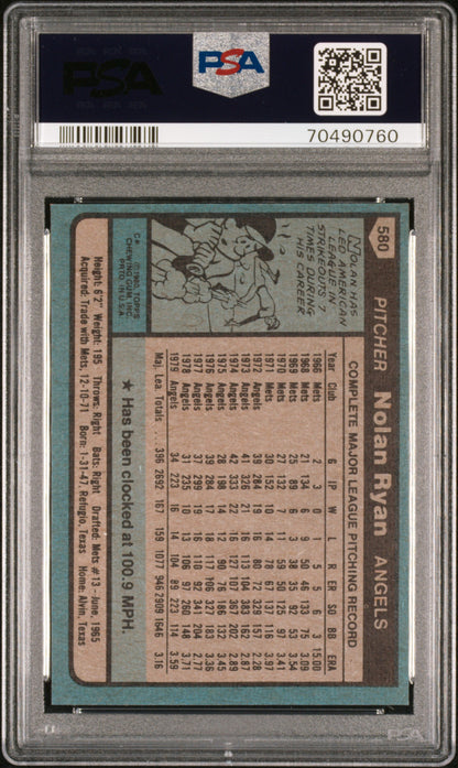 Nolan Ryan 1980 Topps #580 PSA 8 Nm-Mint