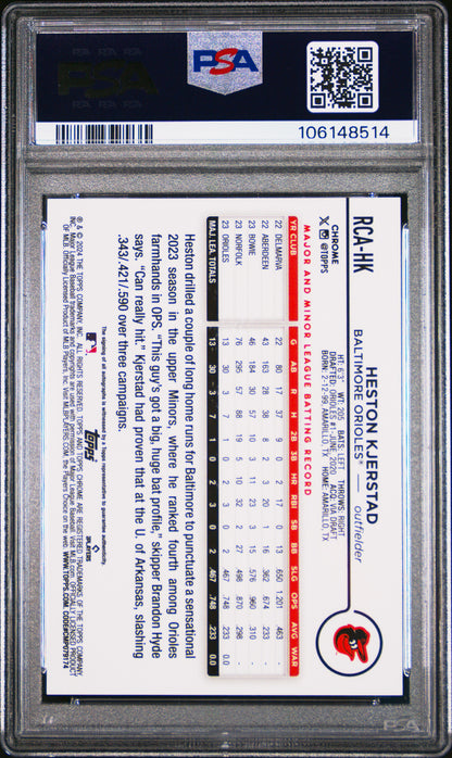 Heston Kjerstad 2024 Topps Chrome Logofractor Orange Rookie Auto #7/25 PSA 10 Gem Mint