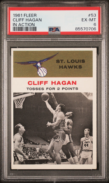 Cliff Hagan 1961 Fleer In Action #53 PSA 6 Ex-Mint