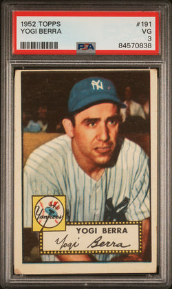 Yogi Berra 1952 Topps #191 PSA 3 Very Good 0838