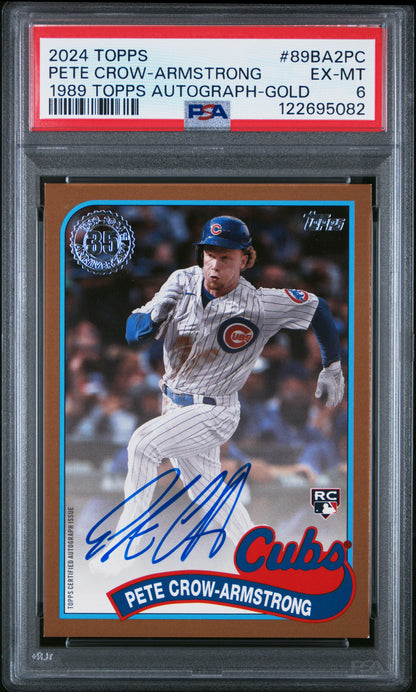 Pete Crow-Armstrong 2024 Topps 1989 Topps Gold Auto #35/50 PSA 6 Ex-Mint