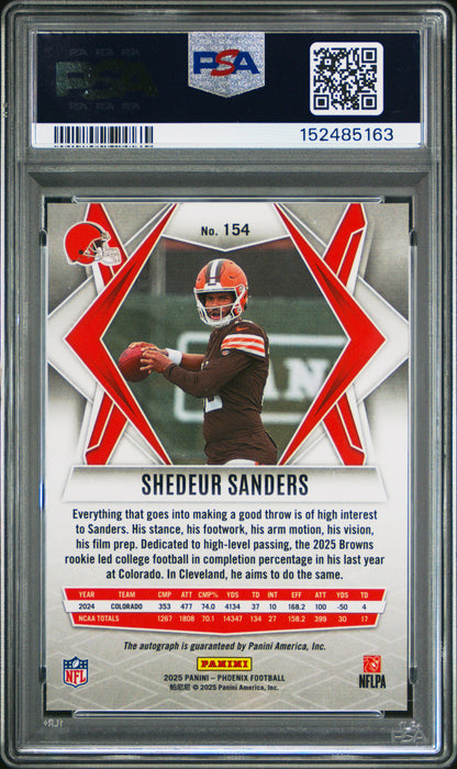 Shedeur Sanders 2025 Panini Phoenix Rookie Lava Auto PSA 10 Gem Mint