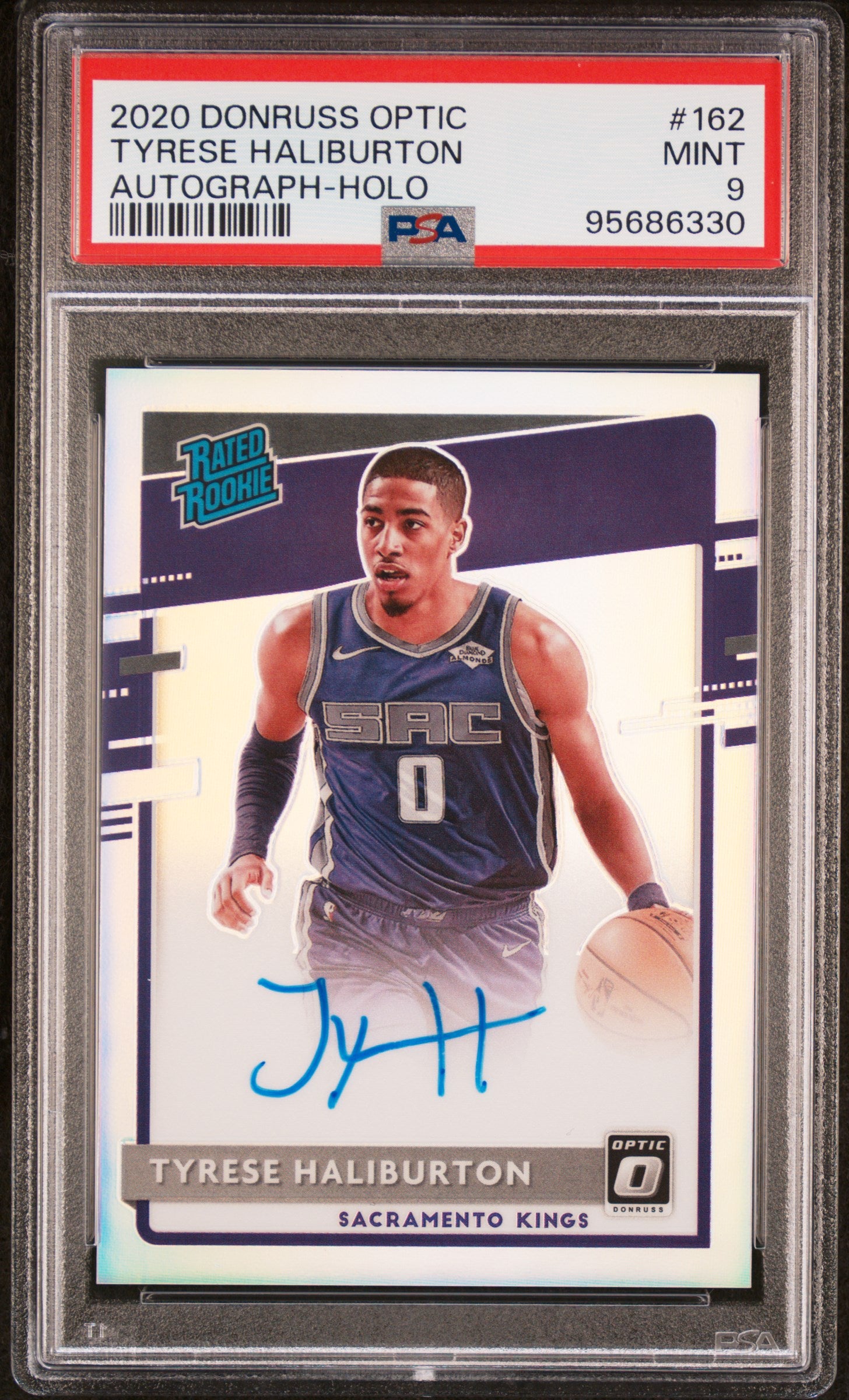 Tyrese Haliburton 2020 Panini Optic #162 Holo Rookie Auto PSA 9
