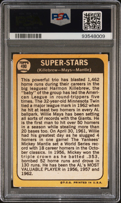 Mickey Mantle/Willie Mays/Harmon Killebrew 1968 Topps #490 PSA 2 Good