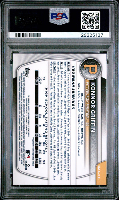 Konnor Griffin 2025 Bowman Mega Box Autograph PSA 10 Gem Mint