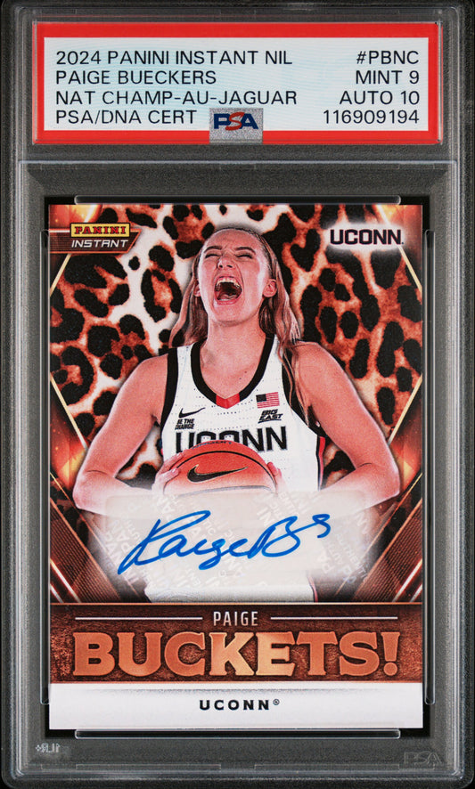 Paige Bueckers 2024 Panini Instant NIL National Champions Auto #8/10 PSA 9 Auto 10
