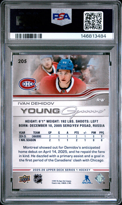 Ivan Demidov 2025 Upper Deck Rookie #205 PSA 9 Mint 3484