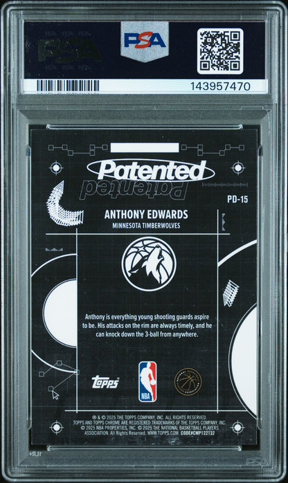 Anthony Edwards 2025 Topps Chrome Patented PSA 10 Gem Mint