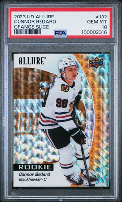 Connor Bedard 2023 Upper Deck Allure Orange Slice Rookie PSA 10 Gem Mint