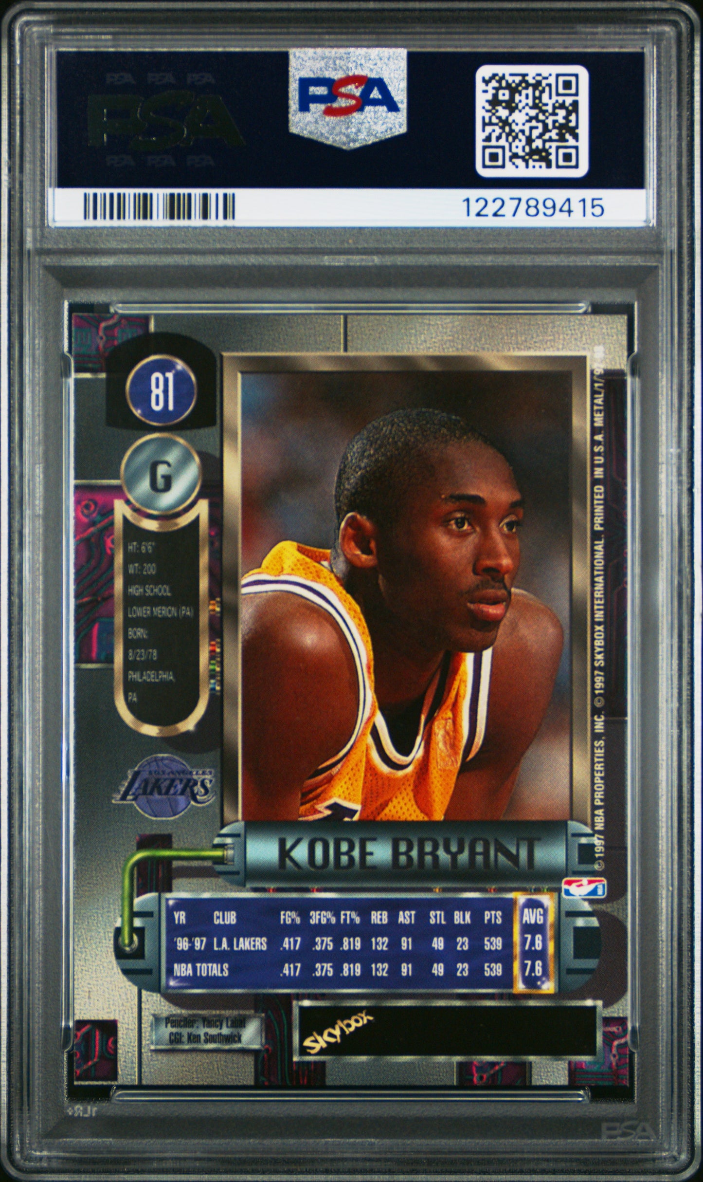 Kobe Bryant 1997 Metal Universe #81 PSA 8.5 Nm-Mint+
