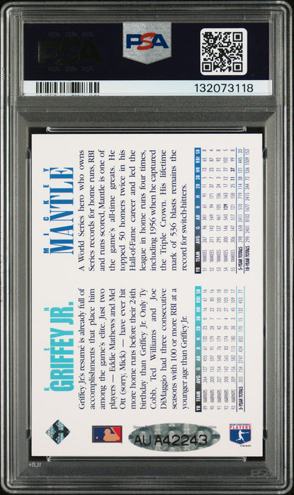 Ken Griffey Jr. + Mickey Mantle 1994 Upper Deck Griffey Auto PSA 6 Auto Auth