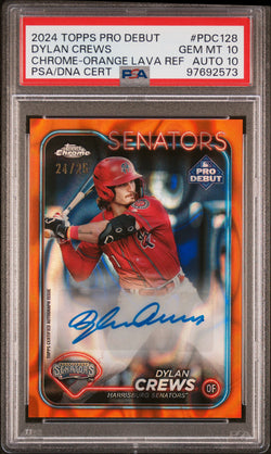 Dylan Crews 2024 Topps Pro Debut Orange Lava Refractor Auto #24/25 PSA 10 Auto 10