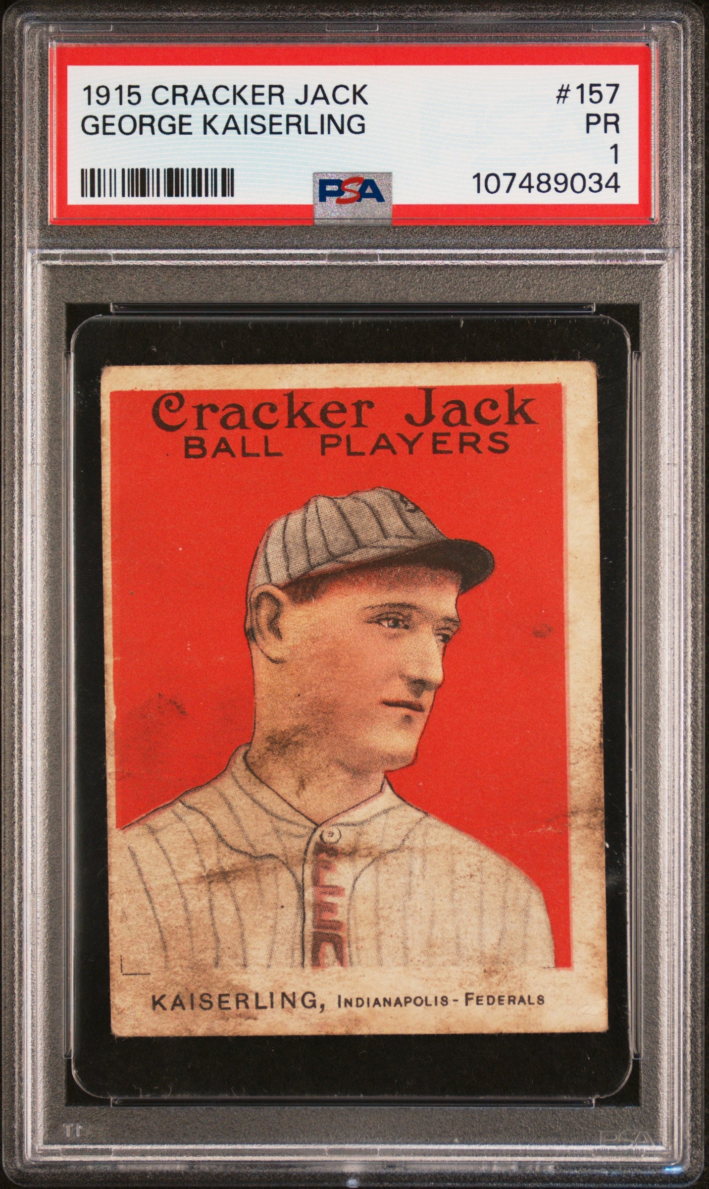 George Kaiserling 1915 Cracker Jack #157 PSA 1 Poor