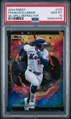 Francisco Lindor 2024 Topps Finest Oil Spill Refractor #225 PSA 10 Gem Mint